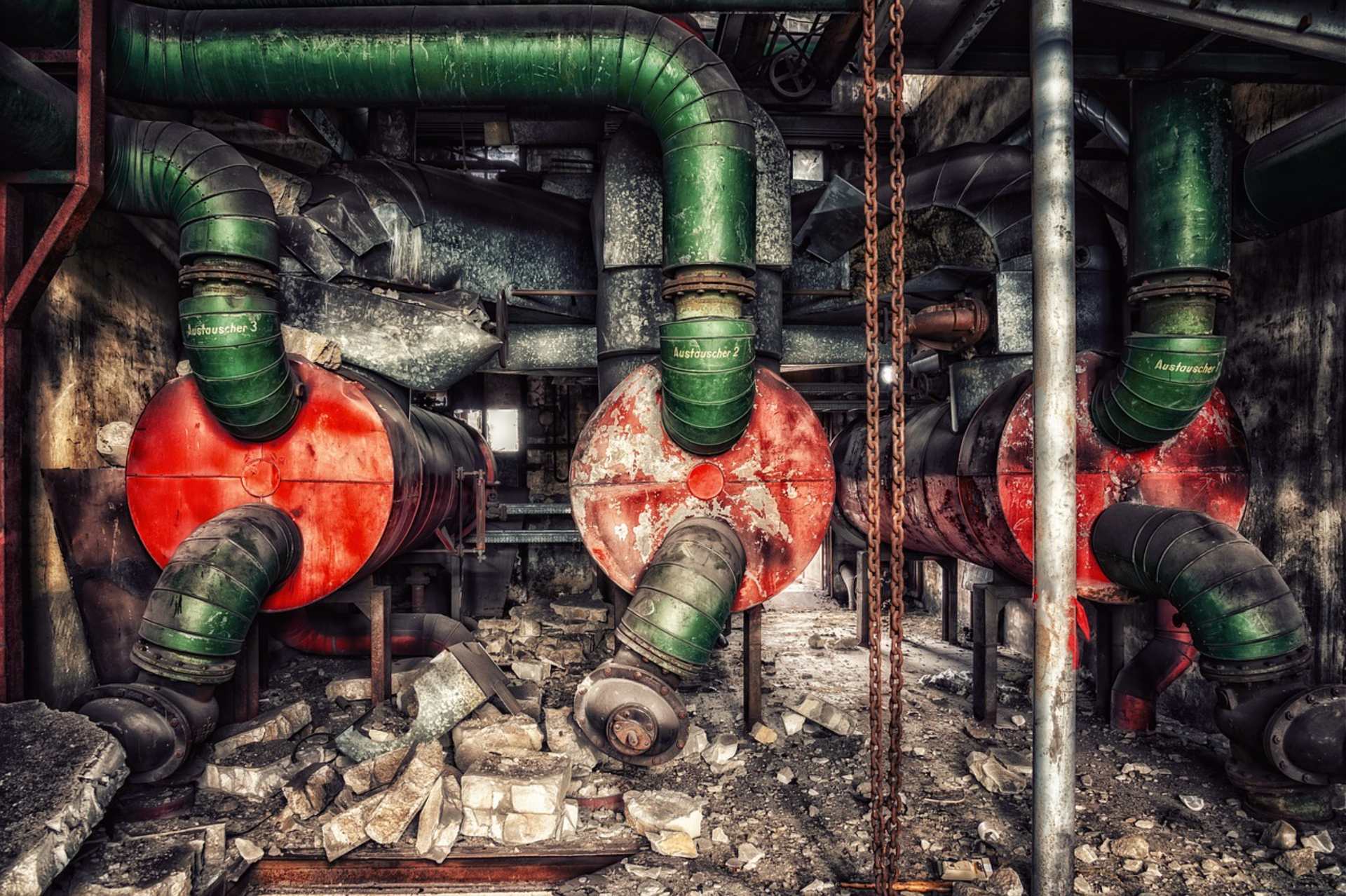 Tuberías de una caldera industrial